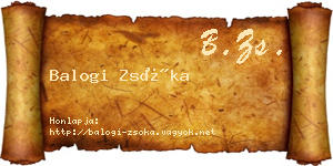 Balogi Zsóka névjegykártya
